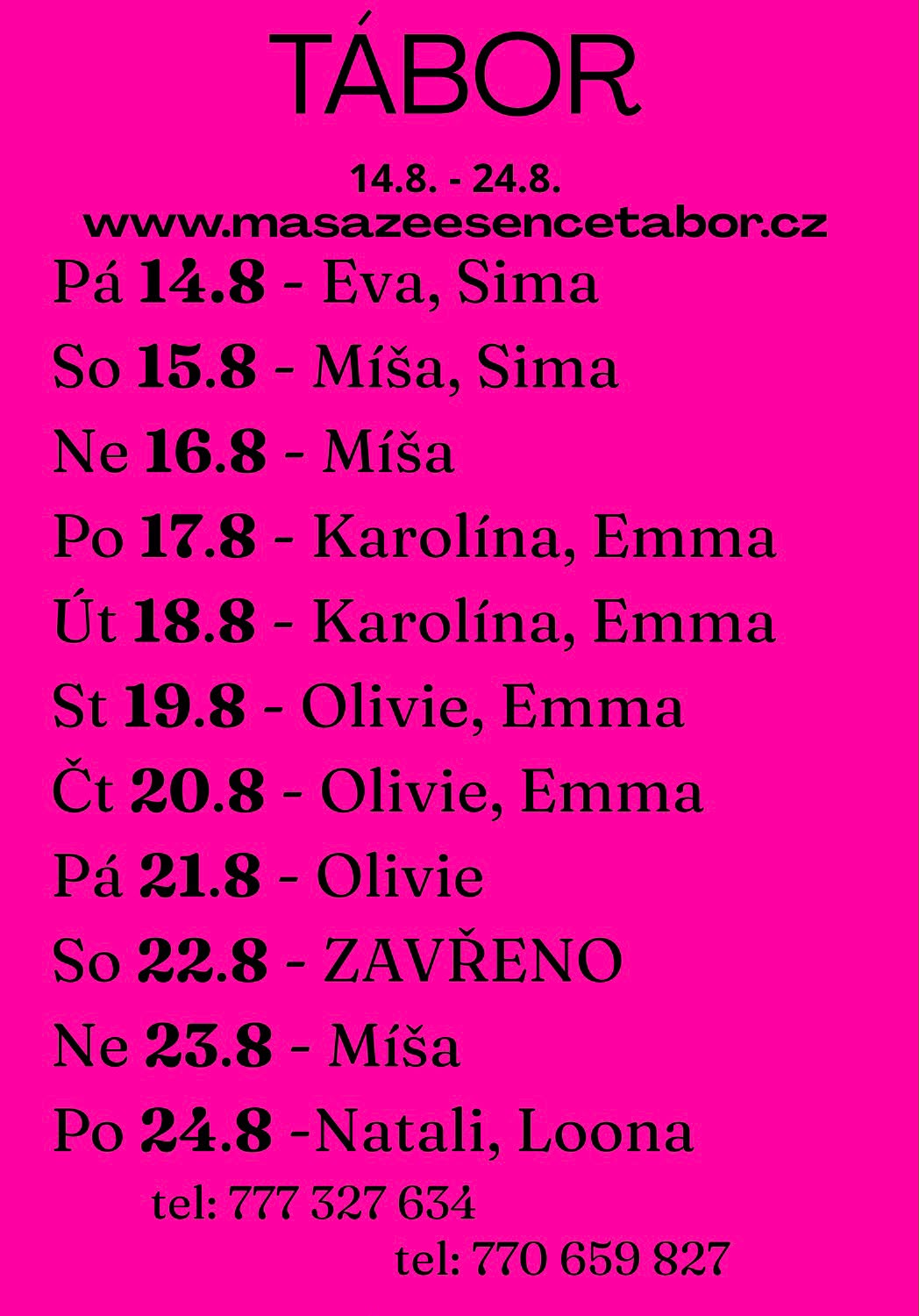 Kalendář dostupnosti